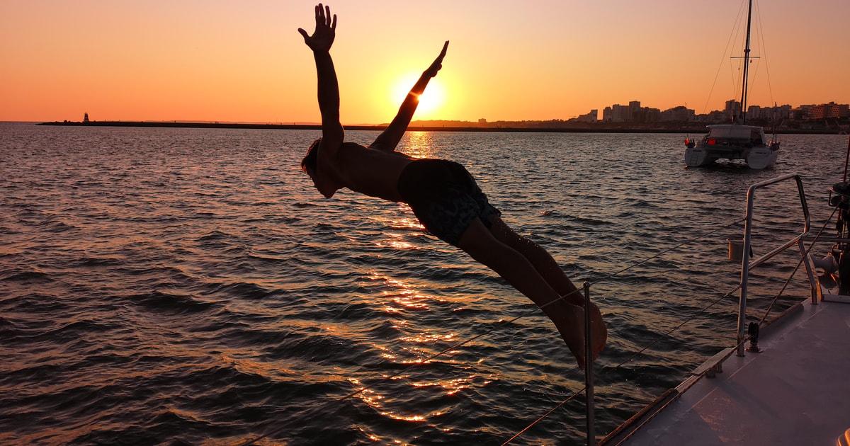 From Vilamoura: Sunset Tour on a Luxury Sailing Yacht